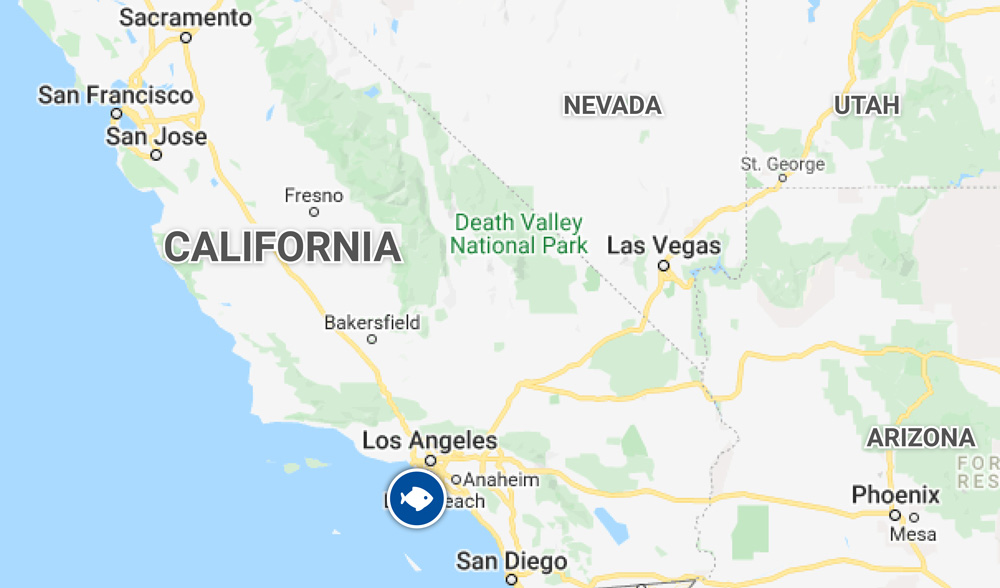 Map of california and the Palos Verdes Shelf